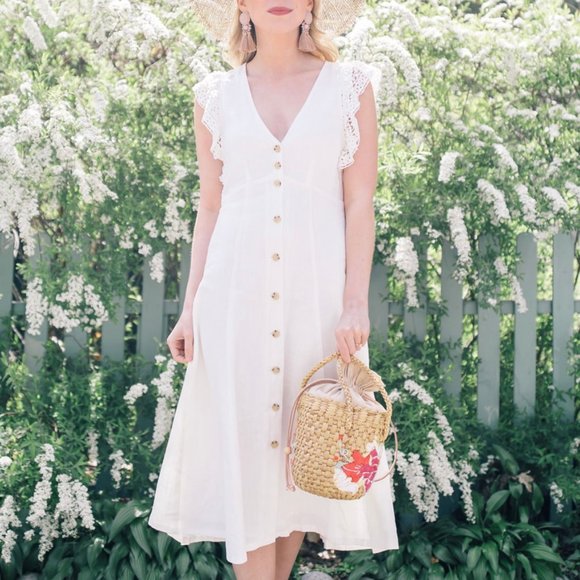 Highline Collective White Linen Dress - Picture 1 of 10